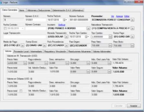 Figura 24 Trámite de exportación - Factura / Datos Generales 