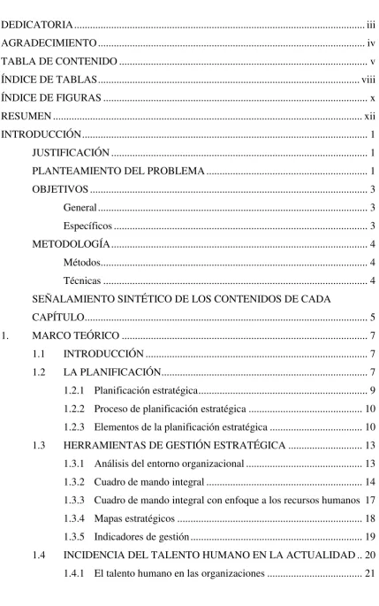 TABLA DE CONTENIDO 
