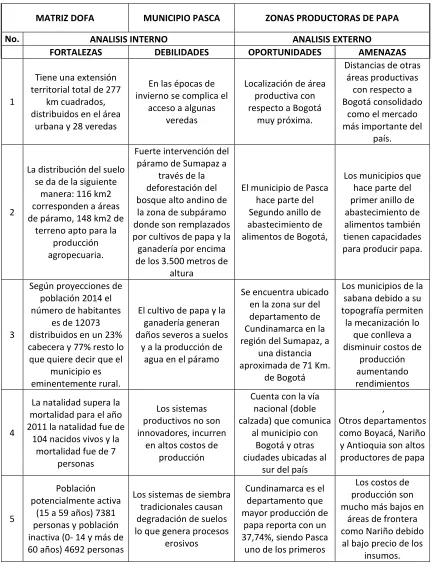 Tabla 11.  Construcción de la matriz DOFA 