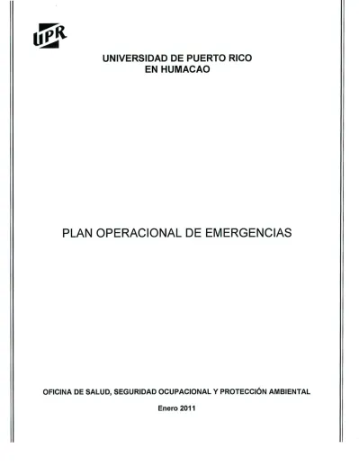 Par 1 D Universidad De Puerto Rico En Humacao Plan Operacional De Emergencias Oficina De 4207