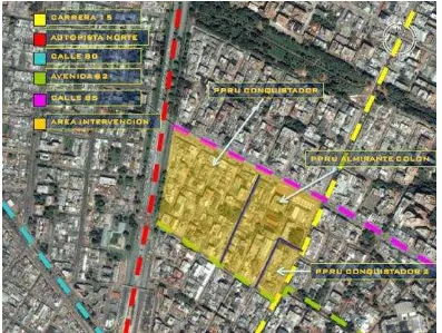 Figura 15. Delimitación del Plan Parcial de renovación urbana “Ciudad Kira”.  
