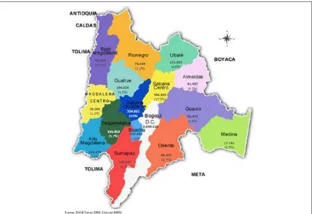 Figura 6. Mapa y Tabla de Características de la Región Capital, según el Acuerdo Interadministrativo