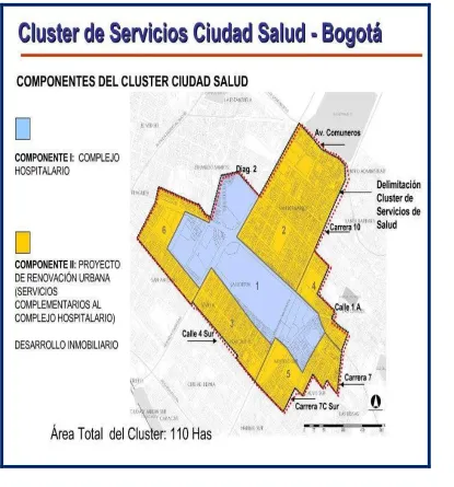 Figura 3.  Secretaria Distrital de Planeación. 2006Componentes clúster de salud Documento Técnico Proyecto Ciudad Salud