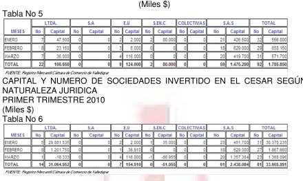 Tabla No 5 
