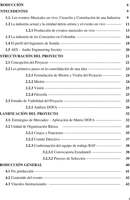 TABLA DE CONTENIDO 