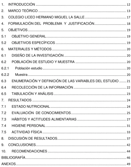 TABLA DE CONTENIDO 
