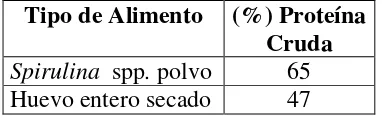 Tabla 2. Contenido proteico de diferentes alimentos (Sánchez, 2003/b) 