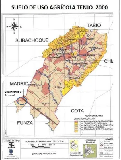 Figura 8. Mapa de ordenamiento territorial rural del municipio de Tenjo, 2000. 