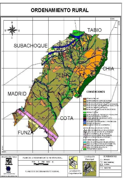 Figura 9. Mapa de ordenamiento territorial rural del municipio de Tenjo, 2004. 