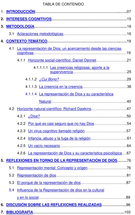 TABLA DE CONTENIDO 