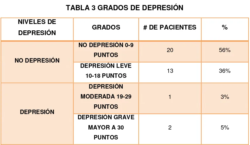 TABLA 3 GRADOS DE DEPRESIÓN 
