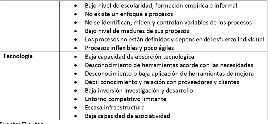 Figura 3: Resumen de las problemáticas que enfrentan las Pymes en Colombia 