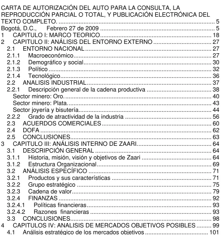 TABLA DE CONTENIDO 
