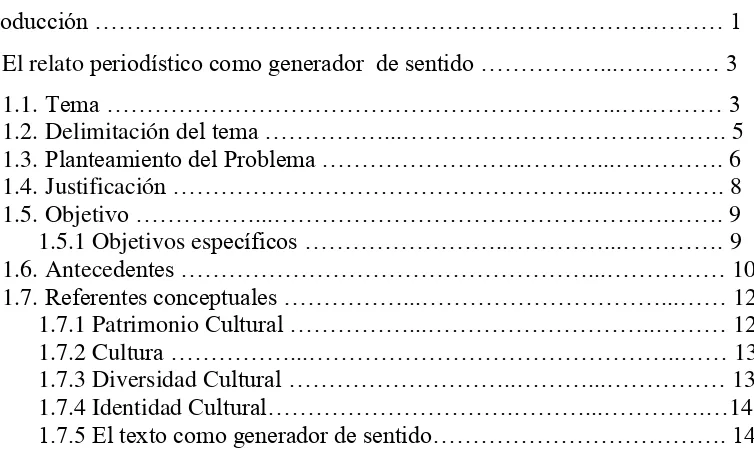 TABLA DE CONTENIDO E ÍNDICE 