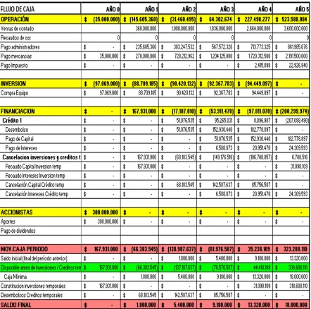 Tabla 8: FLUJO DE CAJA 