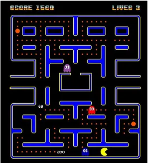 Figura 5 Pacman (1980). Según la clasificación de Shmucker uno de los videojuegos más famosos 