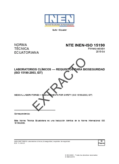 EXTRACTO. NTE INEN-ISO Primera Edición NORMA TÉCNICA ECUATORIANA