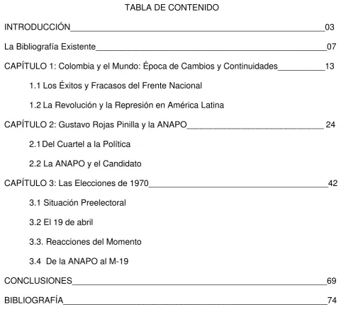 TABLA DE CONTENIDO 