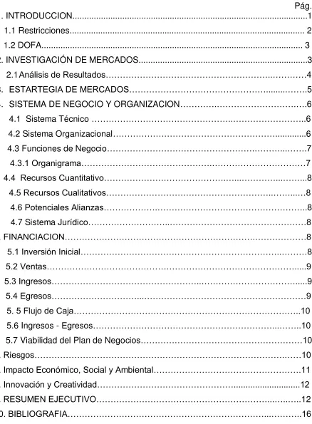 TABLA DE CONTENIDO 
