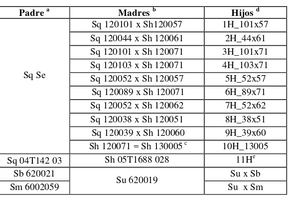 Tabla 4. Material vegetal de lulo y tomate de árbol evaluado 