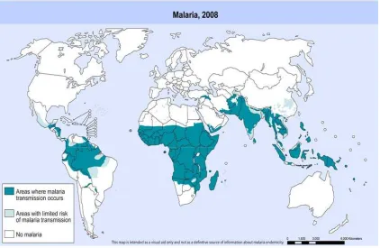 Figura 1. Áreas en riesgo de malaria. 