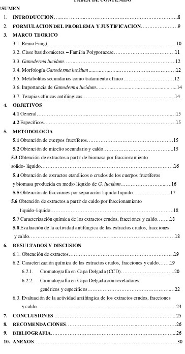 TABLA DE CONTENIDO 