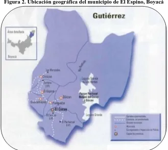 Figura 2. Ubicación geográfica del municipio de El Espino, Boyacá 