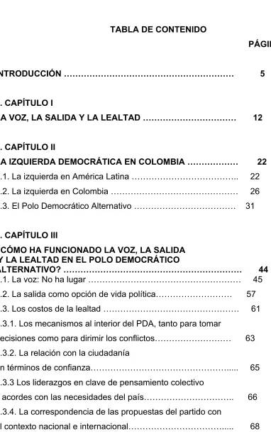 TABLA DE CONTENIDO 
