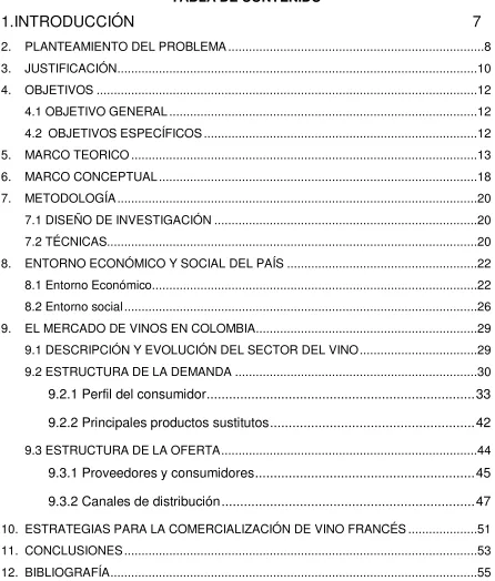 TABLA DE CONTENIDO