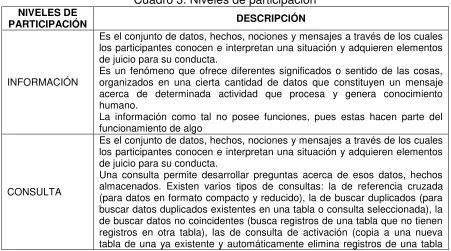Cuadro 3. Niveles de participación 