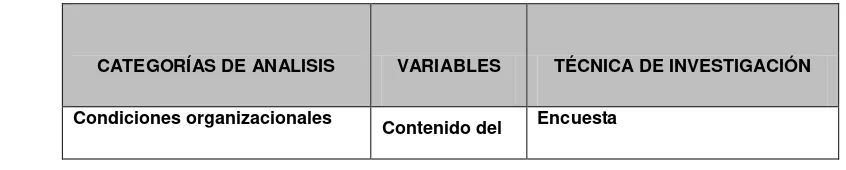 Tabla N°. 2. Matriz de variables 