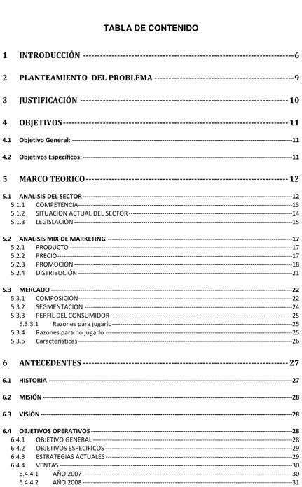 TABLA DE CONTENIDO 