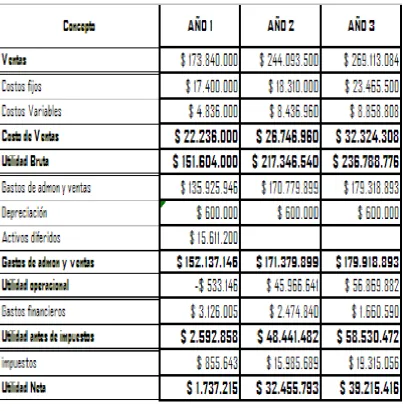Tabla 15: Estado de Pérdidas y Ganancias  