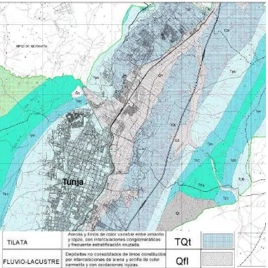 Figura 1. Geología de la zona de estudio, Municipio de Tunja. Fuente: Instituto Geográfico Agustín Codazzi IGAC