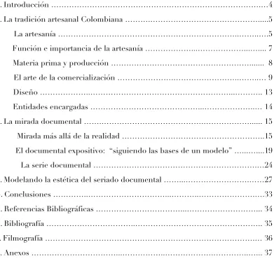 Tabla de contenido o índice 