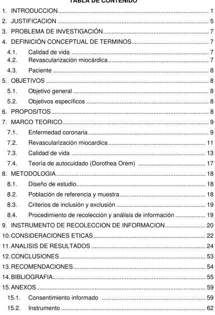 TABLA DE CONTENIDO 