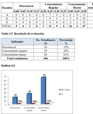 Tabla 5.5  Resultado de evaluación                     