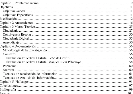 Tabla de Contenidos 
