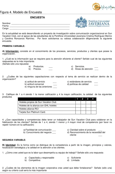 Figura 4. Modelo de Encuesta