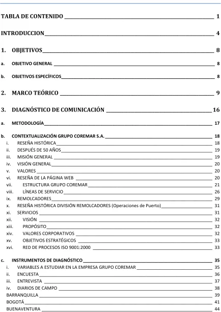 TABLA DE CONTENIDO 