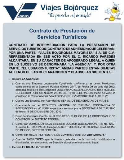 Contrato De Prestacion De Servicios Turisticos Actual 1029