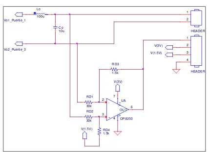 Figura 15 Circuito de adquisición de señal de salida para DSP 