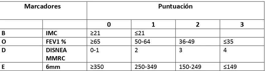 Tabla 4. Escala BODE 