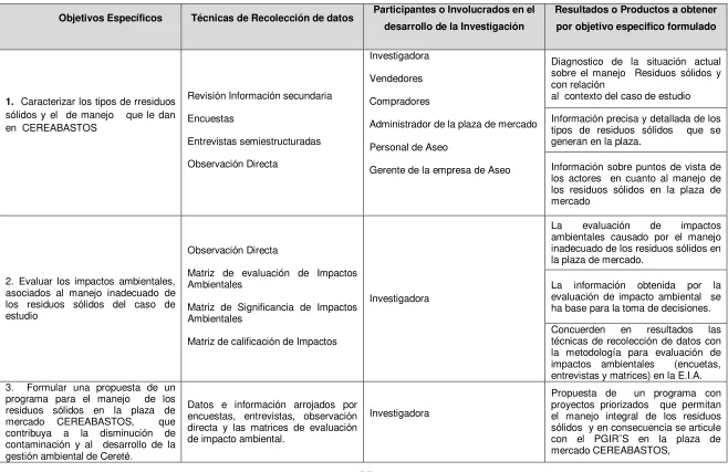Tabla Nº4 Matriz de formato de metodología 