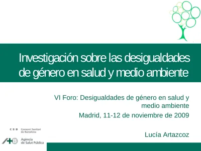 Investigación Sobre Las Desigualdades De Género En Salud Y Medio Ambiente