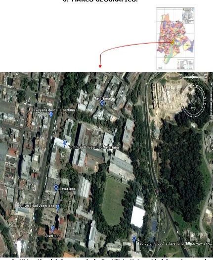 Figura 3. Ubicación del Campus de la Pontificia Universidad Javeriana en la Ciudad de Bogotá 