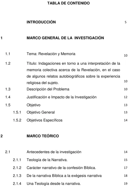 TABLA DE CONTENIDO  
