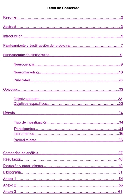 Tabla de Contenido 