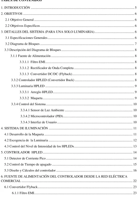 TABLA DE CONTENIDOS 