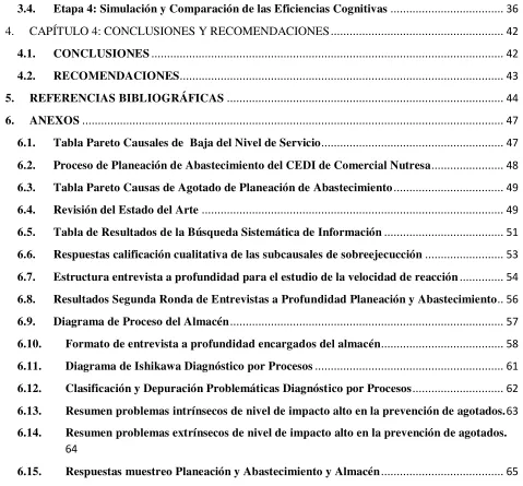 Tabla Pareto Causales de  Baja del Nivel de Servicio.........................................................